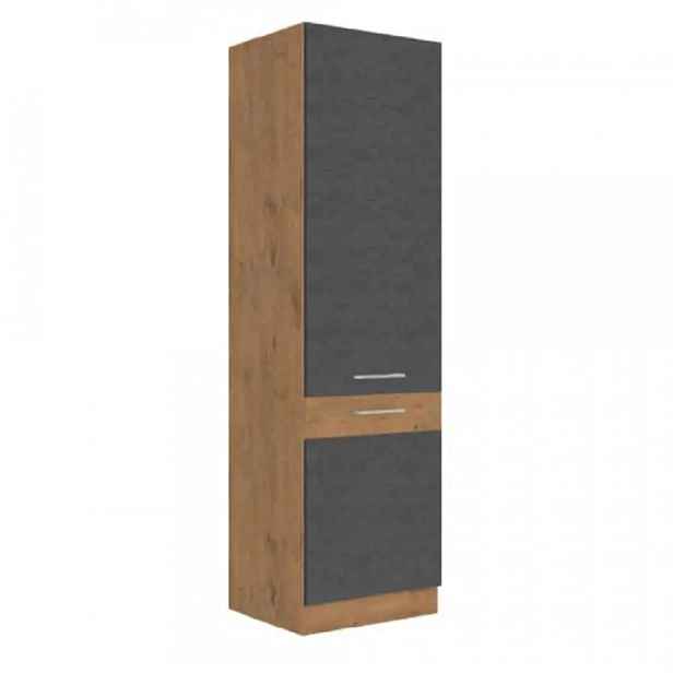 Tempo Kondela Vysoká skříňka VEGA 60 DK-210 2F - šedá matná / dub lancelot