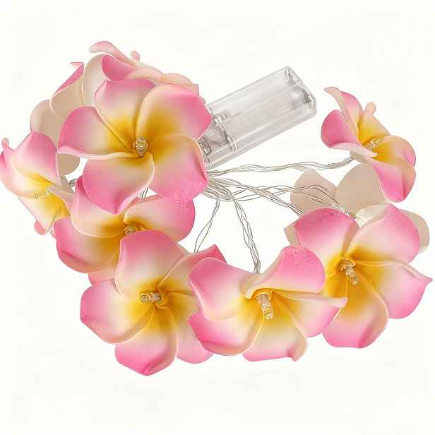 TEMU 59,06 palce, 10 květinových LED diod každá, bateriová krabička s květem frangipani, estetická romantická vánoční dekorace, mini řetězová světla,