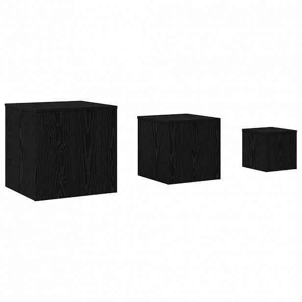 vidaXL Nesting stůl 3 ks Černý dub 45 x 45 x 45 cm Kompozitní dřevo