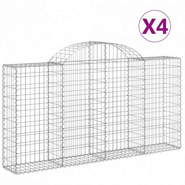 vidaXL Klenuté gabionové koše 4 ks 200x30x100/120cm pozinkované železo
