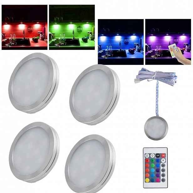 4ks Rgb Led lampička 1x dálkový ovladač Osvětlení skříněk