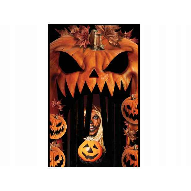 Dekorace s závěsem na dveře Halloweenská dýně 2,4 m