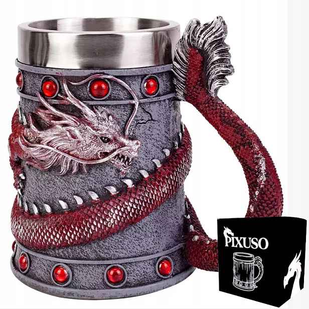 Pivní Sklenice Na Pivo Dárek Pro Něj 500 ml Čínský Dřevěný Drak Ocel Krčma