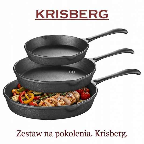 Sada 3 litinových pánví 16 20 25 cm, těžká indukce Krisberg KS-2573