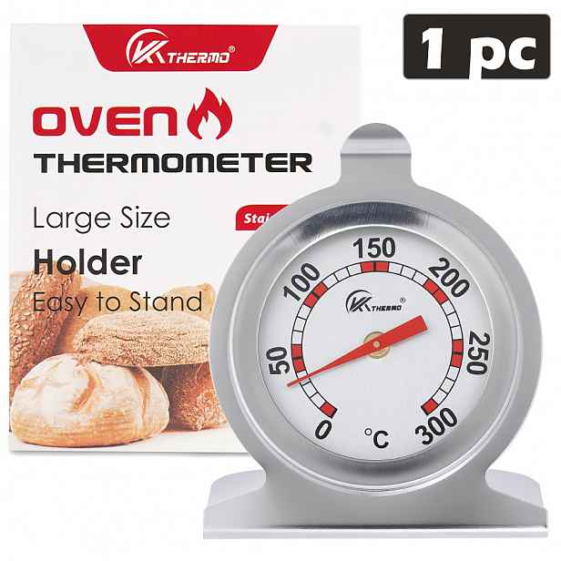 TEMU 1ks Velký ciferníkový teploměr do trouby, vylepšená analogová verze, 0-300°C/100-600°F, bez potřeby baterií, stojan zavěšení, velké písmo pro