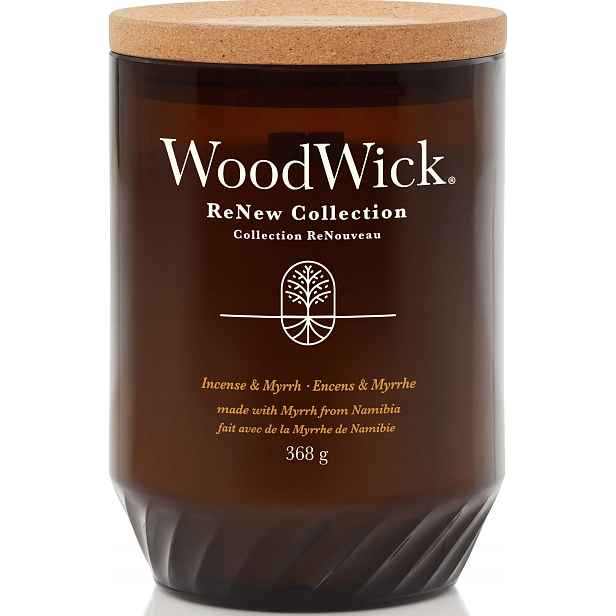 WoodWick vonná svíčka s dřevěným knotem Renew Incense & Myrrh 368 g
