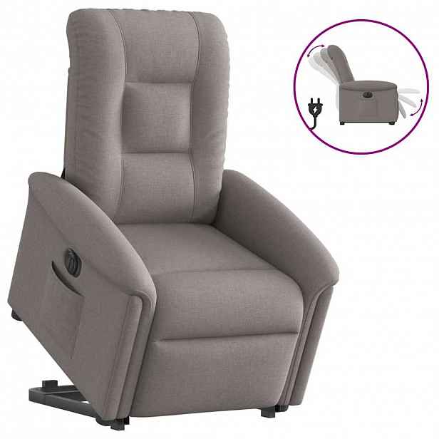 vidaXL Elektrické zvedací polohovací křeslo taupe textil