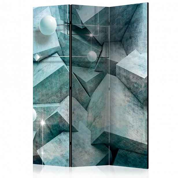 Paraván Concrete Cubes (Green) Dekorhome 135x172 cm (3-dílný)
