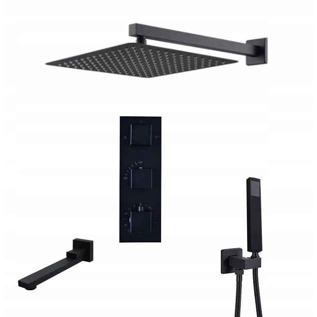 Podomítkový Set Termostat Vývod Černý Mat