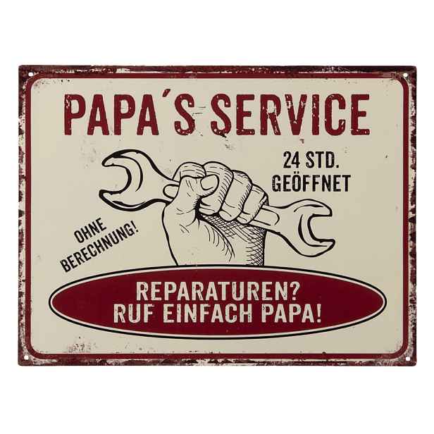 Nástěnná kovová cedule Papa´s Service - 33*25 cm Clayre & Eef