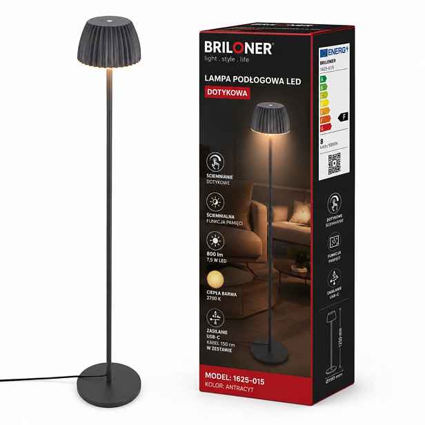 Stojací Led stojací lampa Dotyková se stmíváním Teplá barva Usb-c