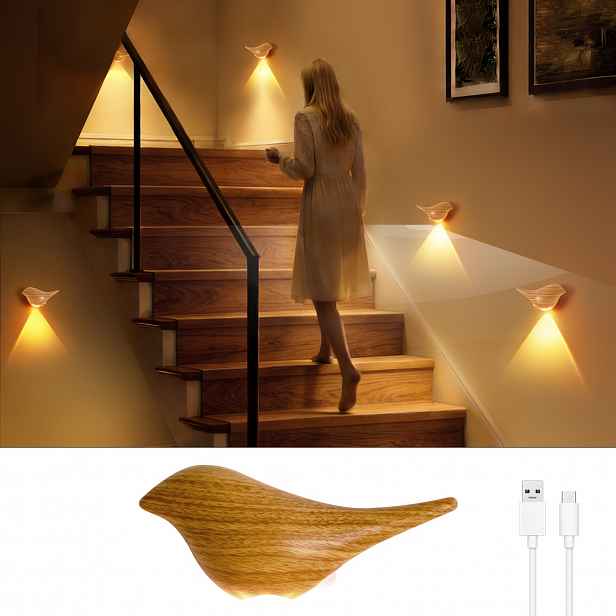 TEMU LED noční světlo s pohybovým senzorem, světlo s pohybovým senzorem, LED nástěnné světlo s USB dobíjením (vstavná 1200mAh baterie); Vhodné pro