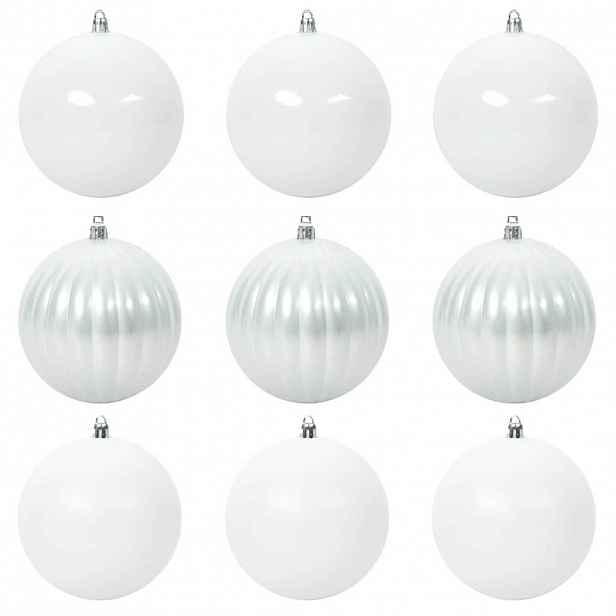 vidaXL Vánoční baňková sada XL 9 ks Bílá Ø 15 cm Plast