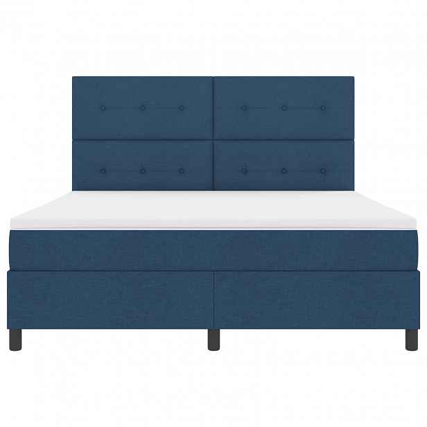 vidaXL Postel s boxspringem s LED pásky Modrá 180 x 200 cm textil