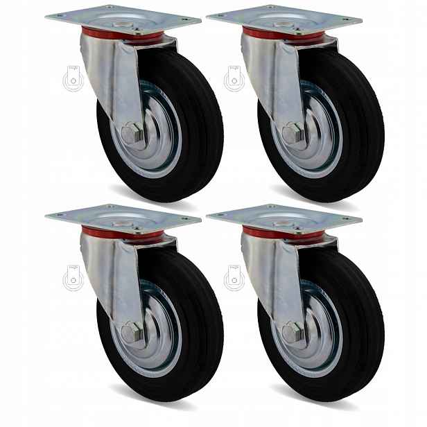 4x1STGU160 Komplet 4 Ks Koleček průměr 160 mm pro vozík, regál