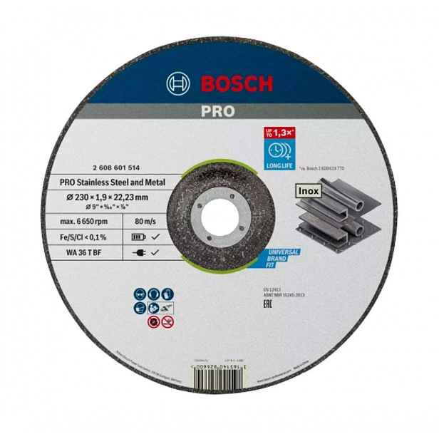 Bosch - Řezný kotouč na nerezovou ocel 230x22,23 mm 2608601514