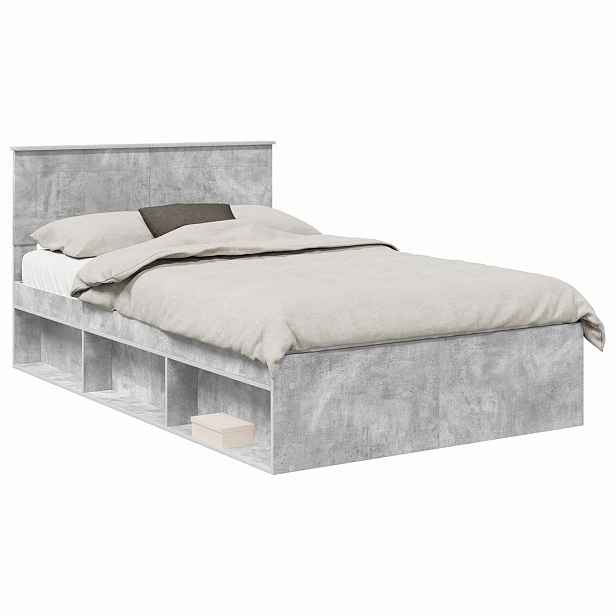 vidaXL Rám postele s čelo Beton 120 x 200 cm Kompozitní dřevo