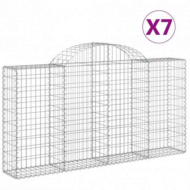 vidaXL Klenuté gabionové koše 7 ks 200x30x100/120cm pozinkované železo