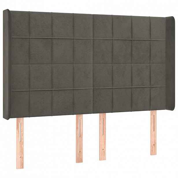 vidaXL Čelo postele typu ušák tmavě šedé 147x16x118/128 cm samet
