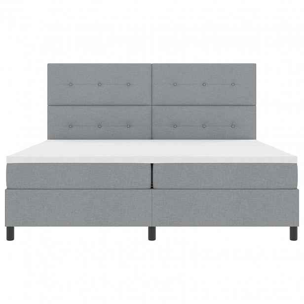vidaXL Postel s boxspringem s čelo Světle šedá 200 x 200 cm textil