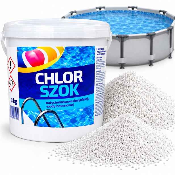 Bazénová Chemie Chlor Šok 3KG Granulát Rychle Rozpustný Do Vody