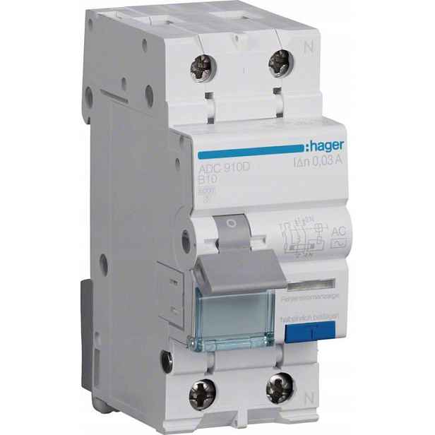 Diferenciální A Nadproudový Vypínač Rcbo 2P B10A 0,03A Typ Ac ADC910D Hager