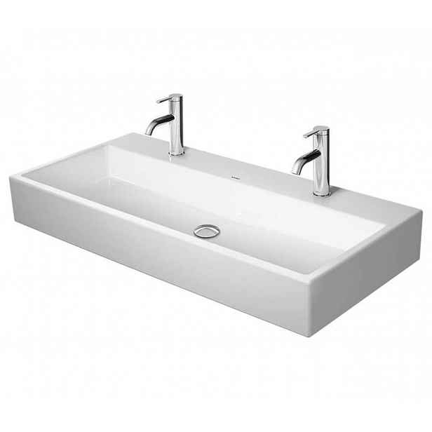 Duravit Vero Air - Dvojumyvadlo 100x47 cm, bez přepadu, s otvory pro baterie, bílá 2350100043