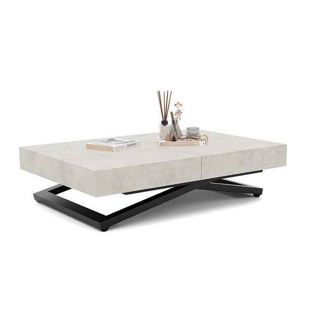 Idohome KONFERENČNÍ STOLEK SANELLE rozkládací se zvedací deskou, 120/80/76 cm, černý / bílý