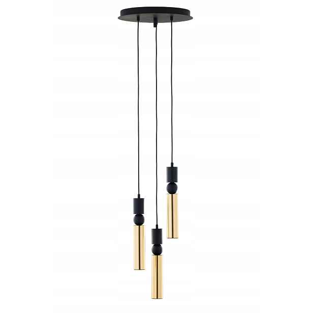 Jupiter Moderní závěsná lampa Alas Ø30 cm černo-zlatá 3xGU10 14W