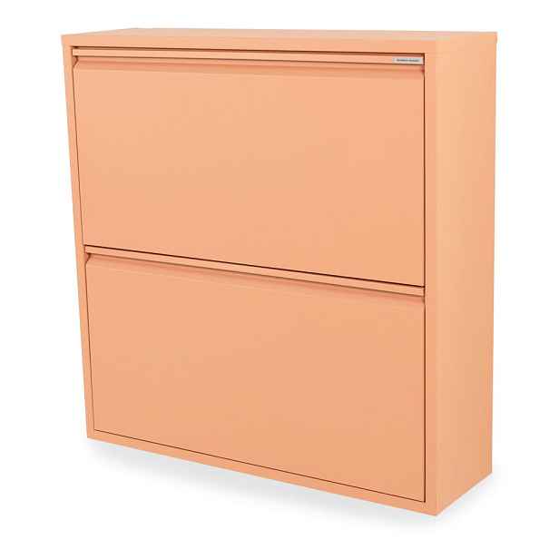 Kovový výklopný botník v lososové barvě 75x77,5x22,5 cm Billy – Spinder Design