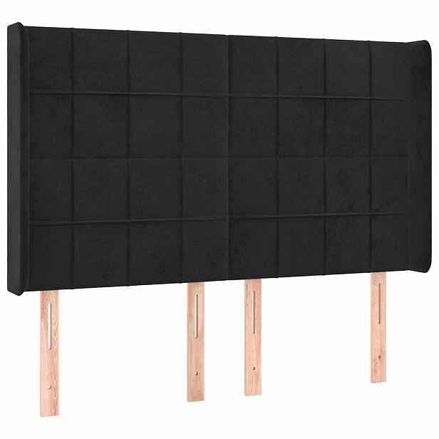vidaXL Čelo postele typu ušák černé 147x16x118/128 cm samet