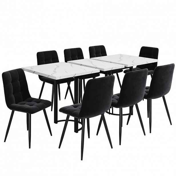 FLIEKS JÍDELNÍ SET 9D Rozkládací 140x80cm 8 Samet židlí