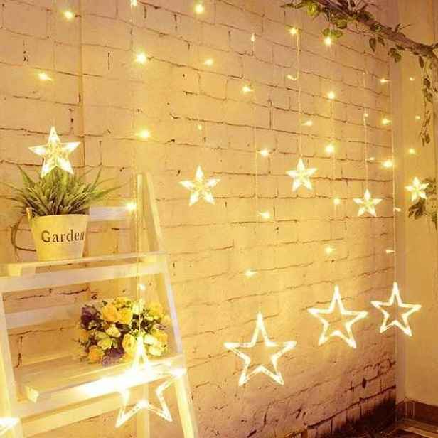 Lampičky záclona Závěs hvězdičky 138 Led JoyLight s programátorem 12 Ks