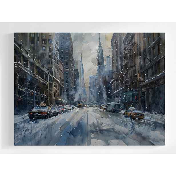 Plakát Město New York Manhattan Ulice Zima Sníh 100x75