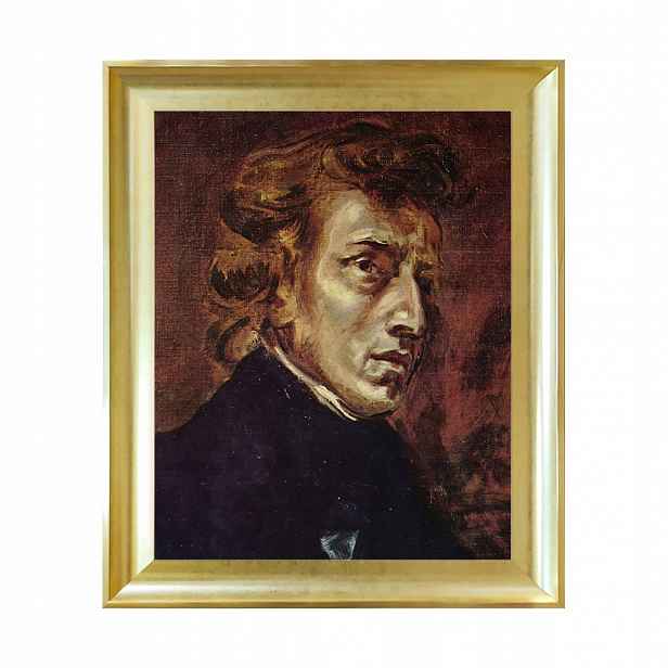 Portrét Fryderyka Chopina zlatý 40x50 Delacroix
