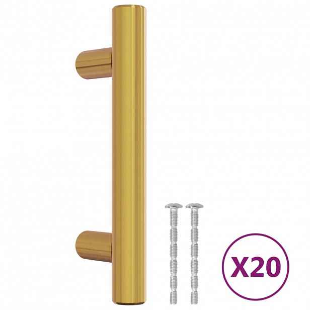 vidaXL Nábytkové úchytky 20 ks zlaté 64 mm nerezová ocel