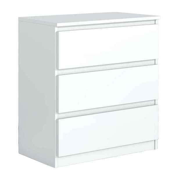 MASSENO KOMODA NUDO, 70/78,5/39 cm se 3 zásuvkami a dvířky, bílá