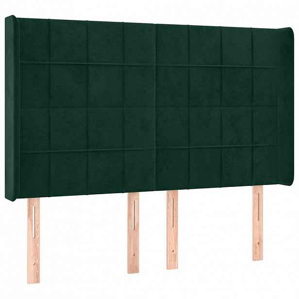 vidaXL Čelo postele typu ušák tmavě zelená 147x16x118/128 cm samet