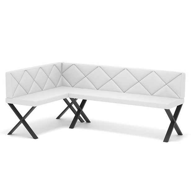 Idohome ROHOVÁ LAVICE VERO X levá ekokůže prošívaná, 142/196 cm, bílá