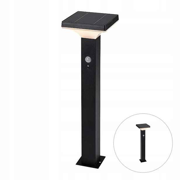 Solární Lampa Venkovní sloupek Černá Led 4W Senzor Geleen Rabalux