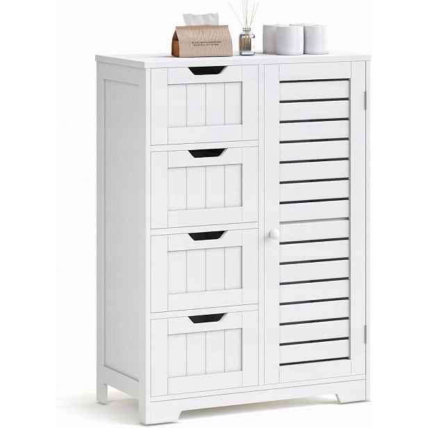 Úzká Organizační Skříňka Do Domácnosti 4 Zásuvky Bílá 56 CM x 30 CM x 82,5 CM