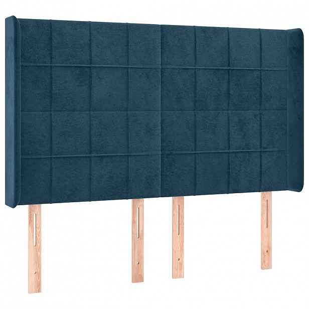 vidaXL Čelo postele typu ušák tmavě modrá 147x16x118/128 cm samet
