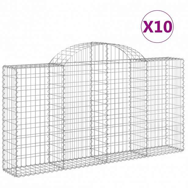 vidaXL Klenuté gabionové koše 10ks 200x30x100/120cm pozinkované železo