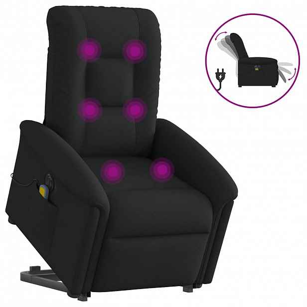vidaXL Elektrické zvedací masážní polohovací křeslo černé textil