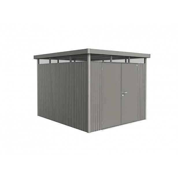 Domek na nářadí Biohort HIGHLINE H5, šedý křemen, dvoukřídlé dveře BH88069