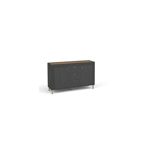 MASSENO KOMODA ZELOS, 137,3/83,6/40 cm se 3 zásuvkami a 2 dvířky, černá