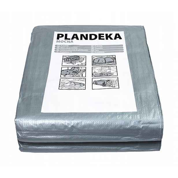 Plachta 8x12 M Silná Voděodolná Mrazuvzdorná Ochranná Stříbrná