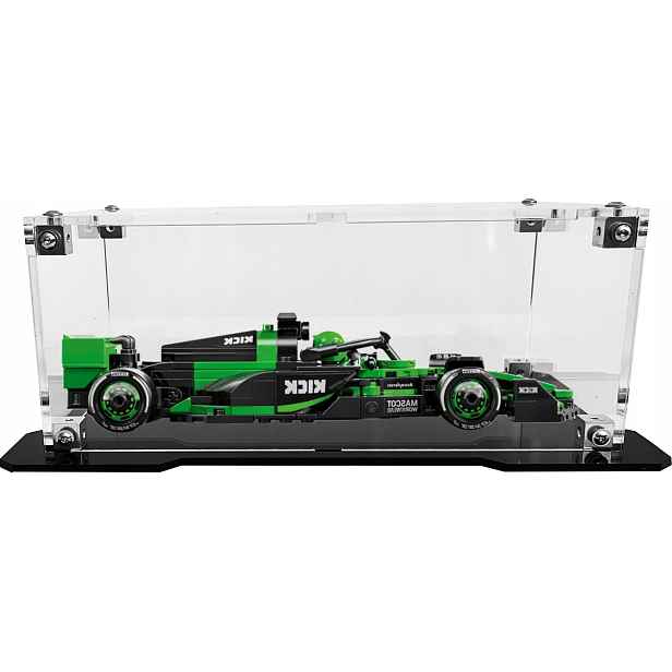 Vitrína s černou základnou pro stavebnici Lego 77247 Formule F1 Kick Sauber Team