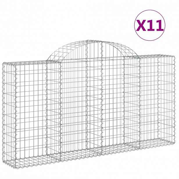 vidaXL Klenuté gabionové koše 11ks 200x30x100/120cm pozinkované železo