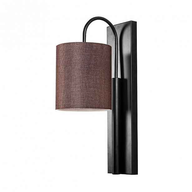 Černé kovové nástěnné svítidlo s tmavě hnědým stínidlem Opviq lights Julia